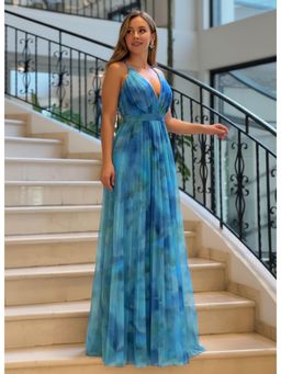 PARTIQ - Womens Slip Vacation Big Swing Dress - Blue