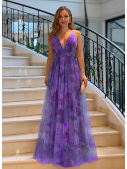 PARTIQ - Womens Slip Vacation Big Swing Dress - Purple