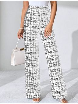 PARTIQ - Womens Casual Plaid Printed Pant Black Green Pant - White