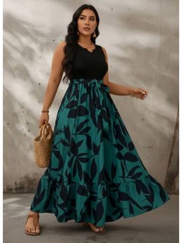 PARTIQ - Womens Flowing Peacock Green Elegant Dress - Green