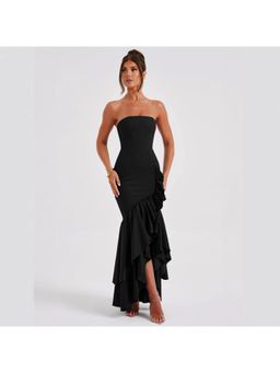 PARTIQ - Womens Elegant Bandeau Slit Dress - Black