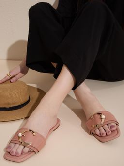 Inc.5 - Womens Peach Casual Solid Open Toe Flats