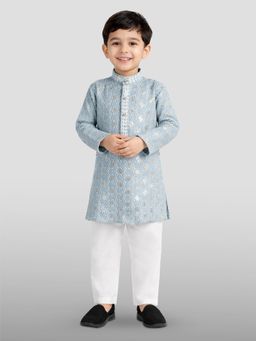 JBN Creation - Grey Embroidered Kurta and Pyjama