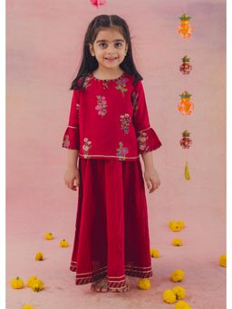 RATAN JAIPUR - Maroon Floral Co-Ord Set