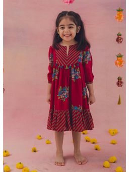 RATAN JAIPUR - Maroon Floral Dress