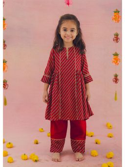 RATAN JAIPUR - Maroon Stripes Kurta and Pant