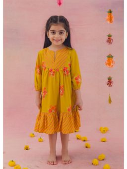RATAN JAIPUR - Mustard Floral Dress