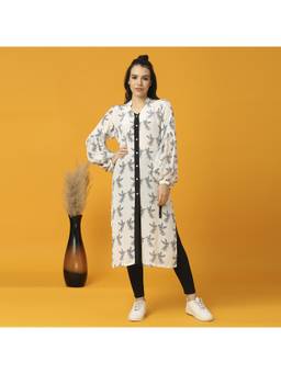 Neha Gursahani - Bird Print White Kurta