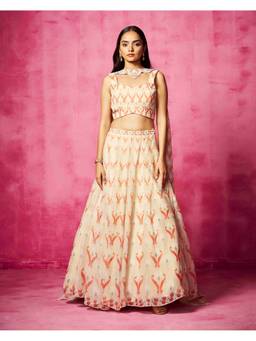 Neha Gursahani - Printed Pink Lehenga with Blouse and Dupatta
