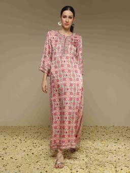 Neha Gursahani - Pink Printed and Embroidered Long Kurta