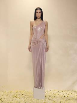 Neha Gursahani - Pink Lycra Draped Gown