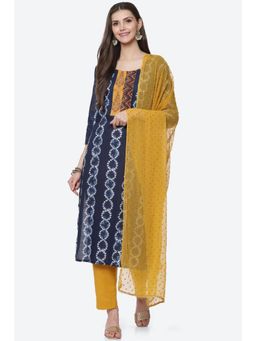 Biba - Blue Cotton Unstitched Suit (Set of 3)
