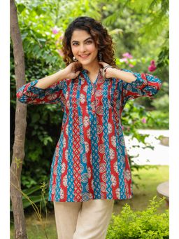 Rain & Rainbow - Maroon Ethnic Motifs Printed Pure Cotton Kurti