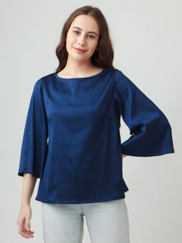 Zink London - Womens Navy Blue Solid Top