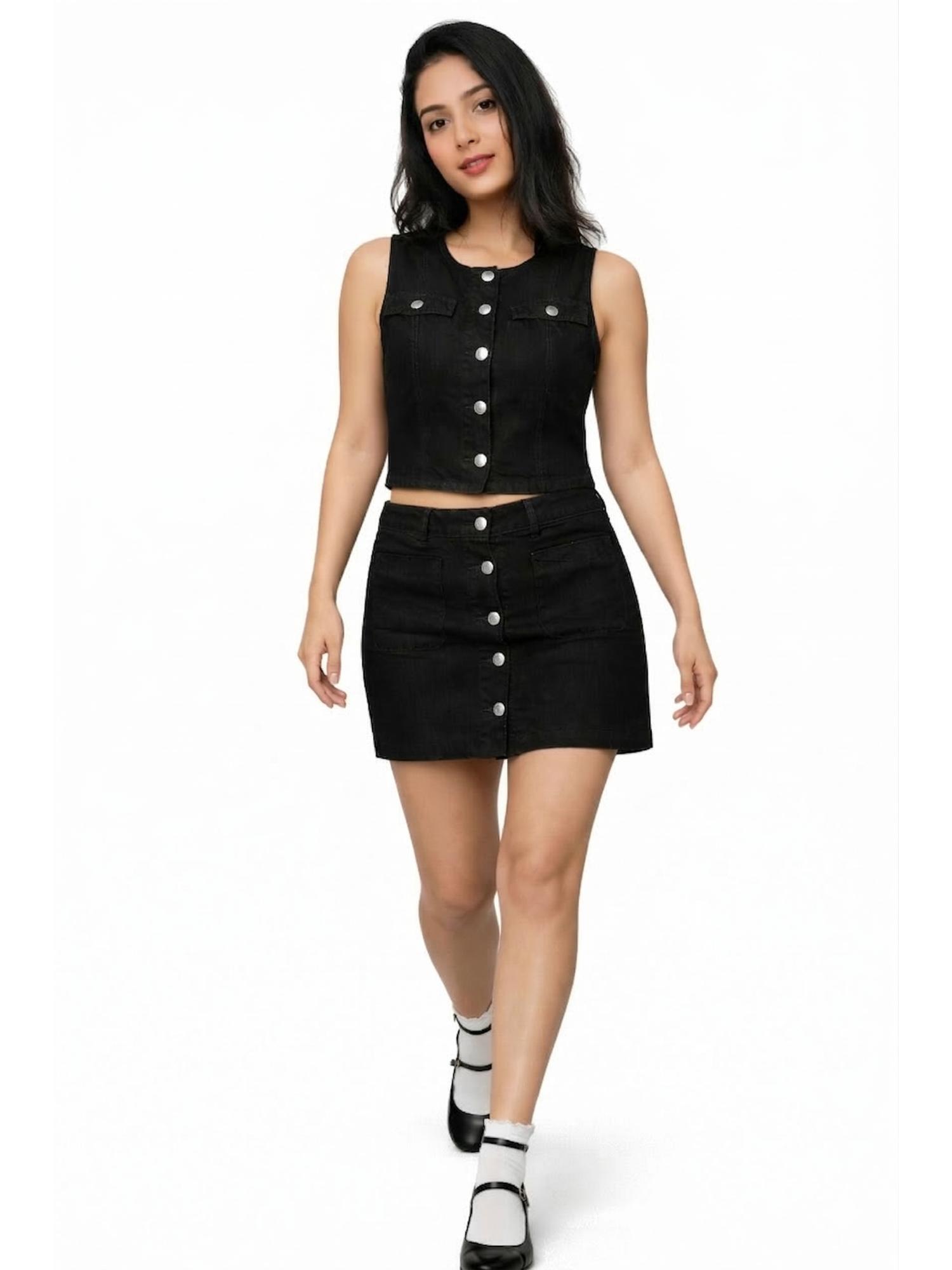 tripursundari fashion Women's Black Denim Co-Ord Dress-picture-43