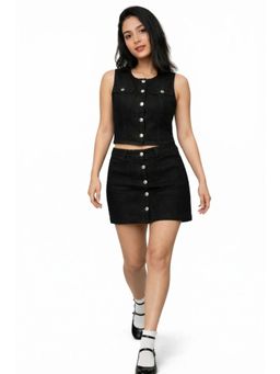 Tripursundari Fashion - Women's Black Denim Co-Ord Dress