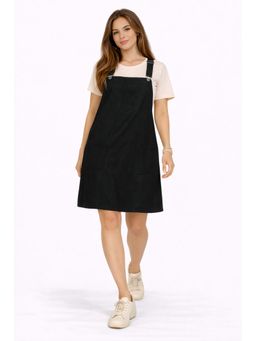 Tripursundari Fashion - Women's Black Denim Pinafore Dress