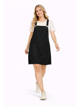 Tripursundari Fashion - Women's Black Denim Pinafore Dress
