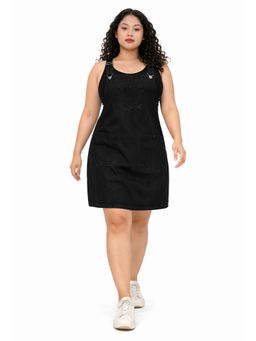 Tripursundari Fashion - Women's Black Denim Pinafore Dress
