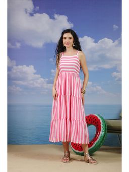 Scakhi - Pink Striped Mulmul Smocked Dress