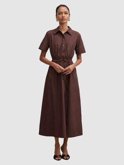 Forever New - Brown Brynn Petite Elastic Waist Midi Dress