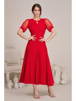 Torsha - Red Casual Western Dress For Women