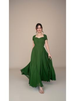 Torsha - Olive Princess Flared Dress
