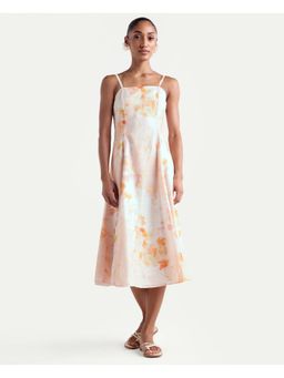 RAREISM - Floral Pastel Peach Women Dress