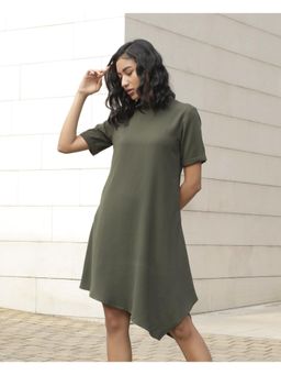 RAREISM - Solid Olive Green Women Dress