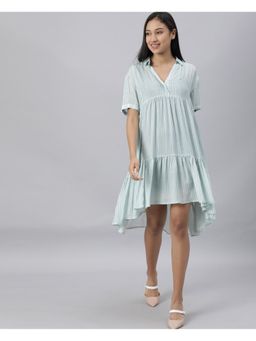 RAREISM - Vertical Stripes Pastel Blue Women Dress
