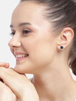 Carlton London - 18kt Gold Plated with CZ Contemporary Stud Earring for women