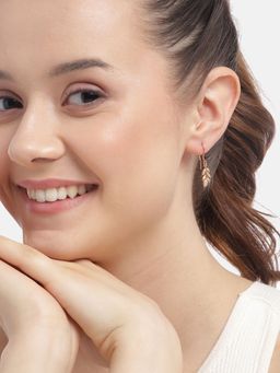 Carlton London - 18kt Rose Gold Plated with CZ Leaf Fancy Drop Earring for women