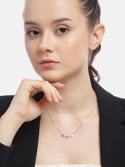 Carlton London - Rhodium Plated Triangle Shape Necklace for women