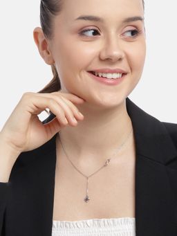 Carlton London - Rhodium Plated Dangling Heart with Infinity Necklace for women