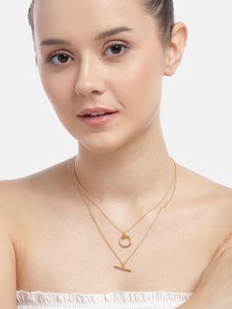 Carlton London - 18kt Gold Plated Double Chain Necklace for women