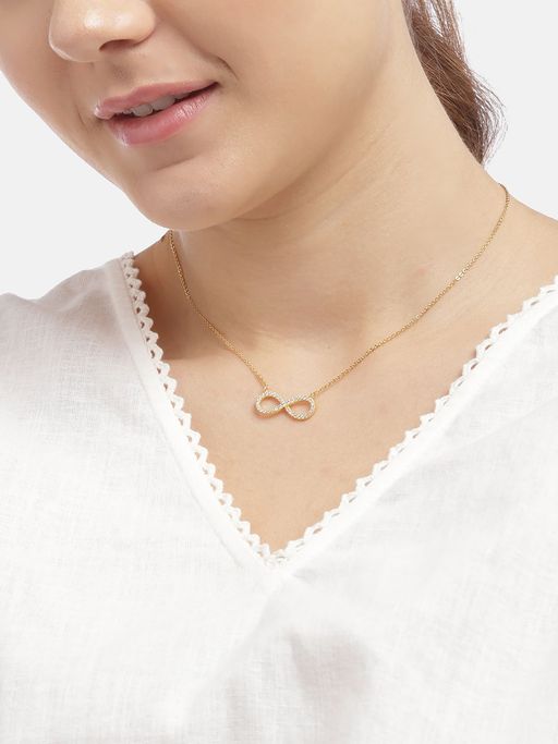 Carlton London 925 Sterling Silver 18kt Gold Plated with CZ Infinity Necklace for women