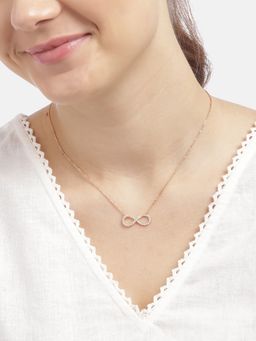 Carlton London - 925 Sterling Silver 18kt Rose Gold Plated with CZ Infinity Necklace for women