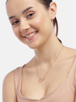 Carlton London - 925 Sterling Silver 18kt Rose Gold Plated with CZ Heart Necklace for women