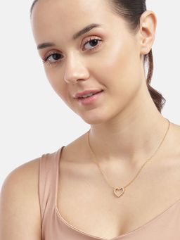 Carlton London - 925 Sterling Silver 18kt Gold Plated with CZ Heart Necklace for women