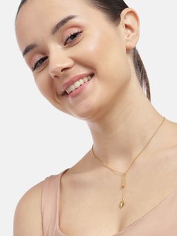 Carlton London - 925 Sterling Silver 18kt Gold Plated Dangling Heart with Chain Lariat Necklace