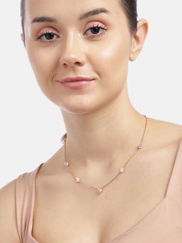 Carlton London - 925 Sterling Silver 18kt Rose Gold Plated with CZ Heart Necklace for women