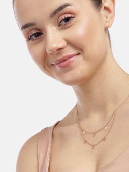 Carlton London - 925 Sterling Silver 18kt Rose Gold Plated Double Chain Necklace for women