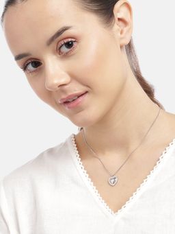 Carlton London - 925 Sterling Silver Rhodium Plated with CZ Heart Pendant with Chain for women