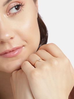 Carlton London - 925 Sterling Silver 18kt Rose Gold Plated with CZ Fancy Ring for women