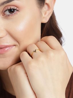 Carlton London - 925 Sterling Silver 18kt Gold Plated with CZ Fancy Ring for women