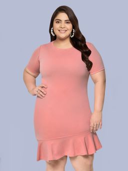 Martini - Pink Curve Plus Size Bodycon Ruffle Dress