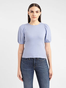 Levi's - Womens Textured Blue Round Neck Top