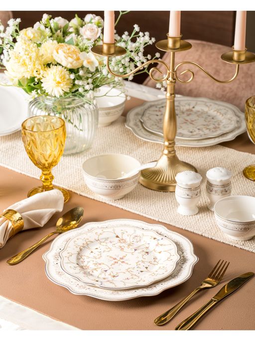 Buy Vigneto White Pattern 36 Pcs Dinner Set Online