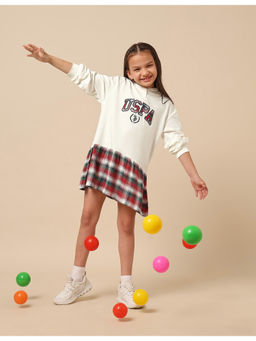 U.S. POLO ASSN. - Girls White Checked Sweat Dress