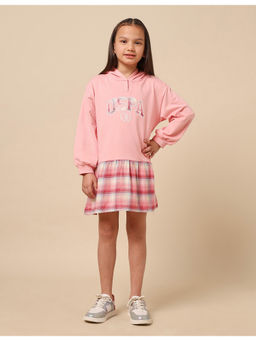 U.S. POLO ASSN. - Girls Pink Checked Sweat Dress
